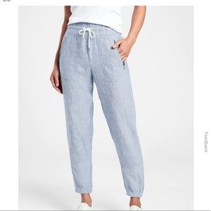 Athleta Cabo Linen Joggers Blue Chambray Jogger Pants Size 14